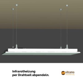 Infrarotheizung per Drahtseil abpendeln