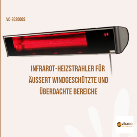 Infrarot-Heizstrahler mit Front aus Glaskeramik