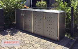 Mülltonnenbox – modernes Design aus Edelstahl
