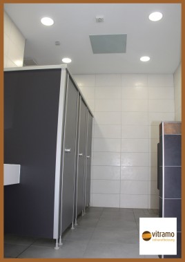 Infrarotheizung in öffentlicher Toilettenanlage kann Vandalismus verhindern