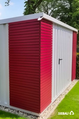 Das Haus im Kleinformat: Gardenboxx in Sonderfarbe passend zum Wohngebäude