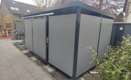 Mülleinhausung mit HPL Wandfeldern