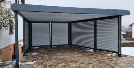 Stahlcarport mit Schrägschnitt
