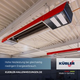 Hohe Heizleistung bei gleichzeitig niedrigem Energieverbrauch, das sind KÜBLER Hallenheizungen.