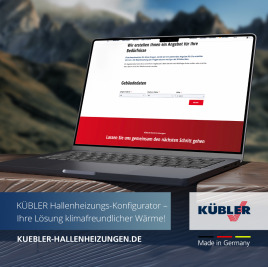 KÜBLER Hallenheizungs-Konfigurator – Ihre Lösung für klimafreundliche Wärme!
