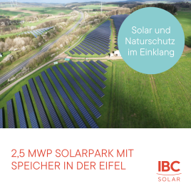 Solar und Naturschutz im Einklang: 2,5 MWp Solarpark mit Speicher in der Eifel