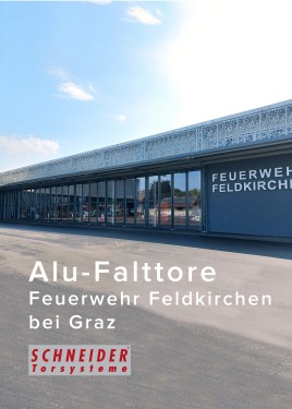 Edle SCHNEIDER Glas-Falttore aus Alu für die Feuerwehr Feldkirchen bei Graz