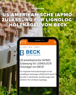 LIGNOLOC® Holznägel: Jetzt mit US-amerikanischer ASTM-Zulassung!