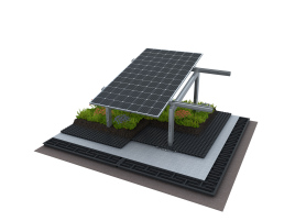 Optigrün-Solar FKM. Das neue Solargründach mit extensiver Begrünung und besonders niedrigem Spitzenabflussbeiwert.