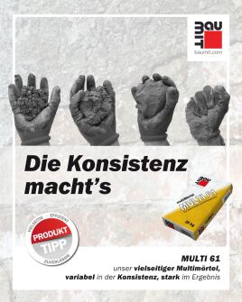 💪 Die Konsistenz macht den Unterschied – den Rest haben Sie in der Hand. multiMörtel MULTI 61