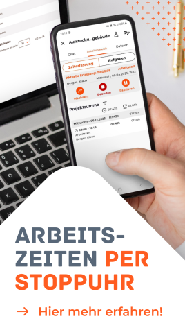 Arbeitszeiten per Stoppuhr auf Baustelle vermerken