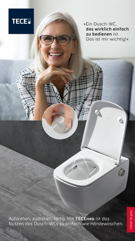 Dusch-WC TECEneo – einfachste Bedienung, maximale Hygiene!