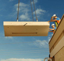 Modernes Portiergebäude mit der EGGER EcoBox