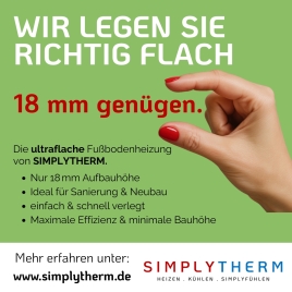 Simplytherm - die ultraflache Fußbodenheizung