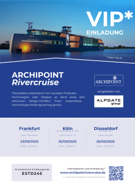 Ihr kostenfreies Fachbesucher-Ticket: ALPGATE auf der Archipoint Architekturmesse 2025 🚢
