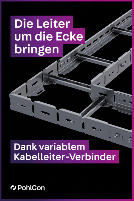 Einfach um die Ecke bringen: dank variablem Verbinder für Kabelleitern