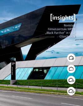 Einheitlich glatte Fassade aus schwarzen Glaspaneelen 🖤