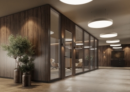 Nachhaltiges Trennwandsystem mit Vollholz-Profilen