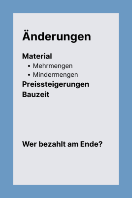Nachträge Mengenänderungen und Materialpreisänderungen