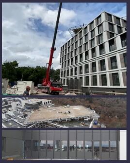 Tormontagen finden nicht immer ebenerdig statt. Manchmal geht es auch hoch hinaus: wie bei diesem Projekt auf dem Dach eines Klinikums.