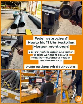 Ein großer Federlieferant hat sein Werk in Deutschland geschlossen. Für viele Torservicebetriebe bedeutet das längere Lieferzeiten und unnötigen Stillstand. Mit IDD-Parts nicht!