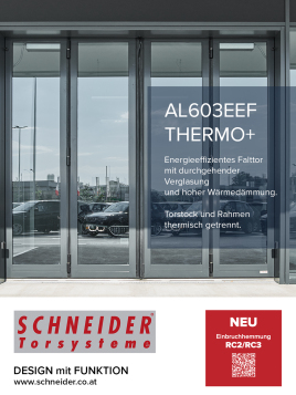 Energieeffiziente SCHNEIDER Falttore mit durchgehender Verglasung
