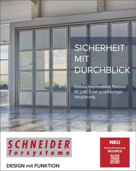 Sicherheit mit Durchblick: Einbruchhemmende Falttore RC2/RC3 mit großflächiger Verglasung