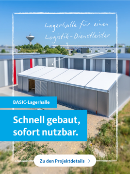 Schnell gebaut, sofort nutzbar: HALTEC BASIC-Leichtbauhalle für Logistik-Dienstleister