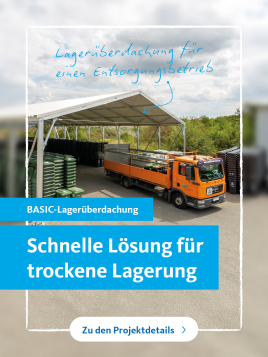 Lagerüberdachung für einen Entsorgungsbetrieb