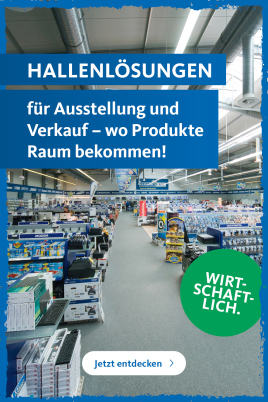 Hallenlösungen für Ausstellung und Verkauf