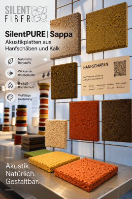 SilentPURE | Sappa – Akustikplatten aus Hanfschäben und Kalk