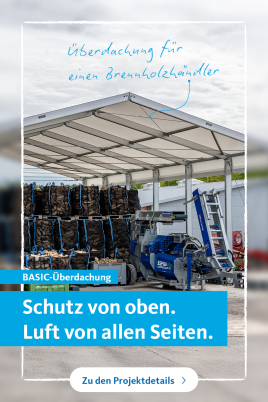 Überdachung für einen Brennholzhändler